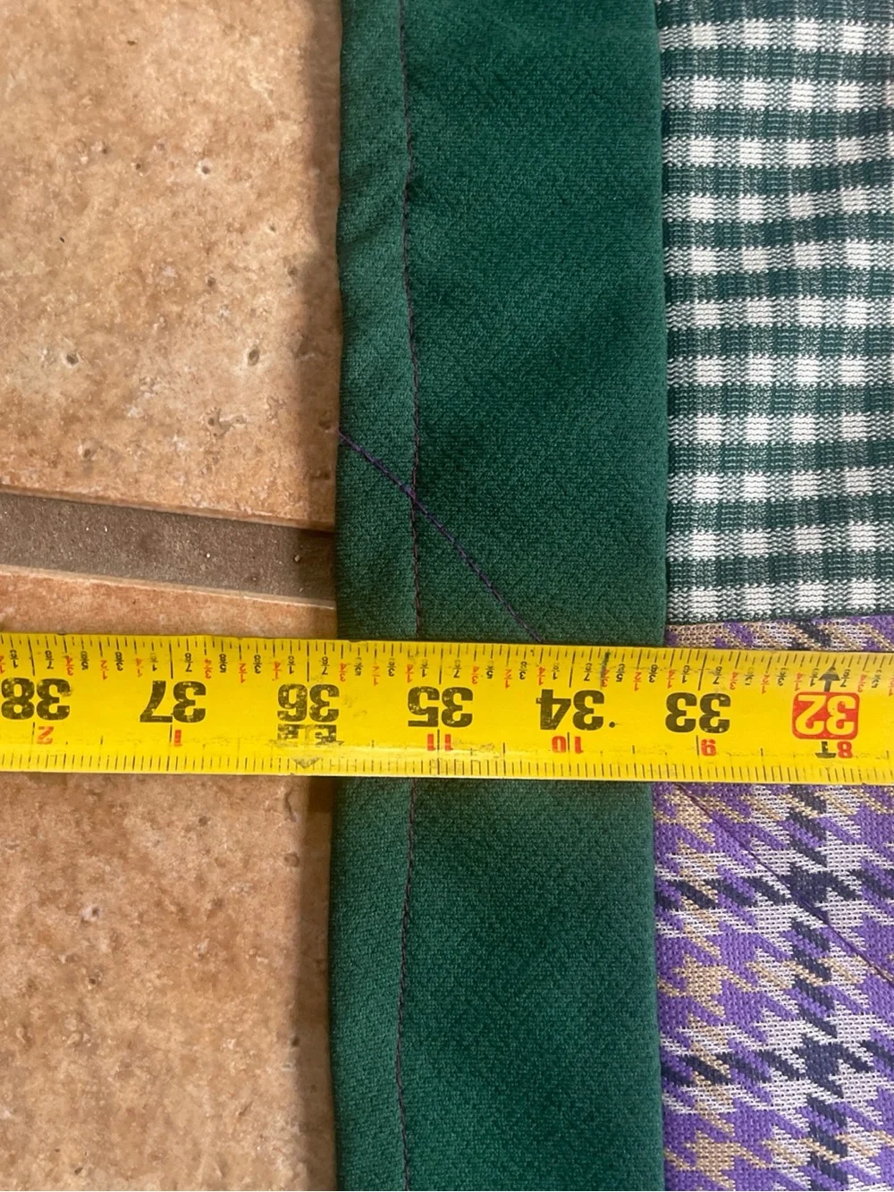 Handmade Multi-Color cabin-styleQuilted Throw Blanket - Green, Red, Blue, Purple